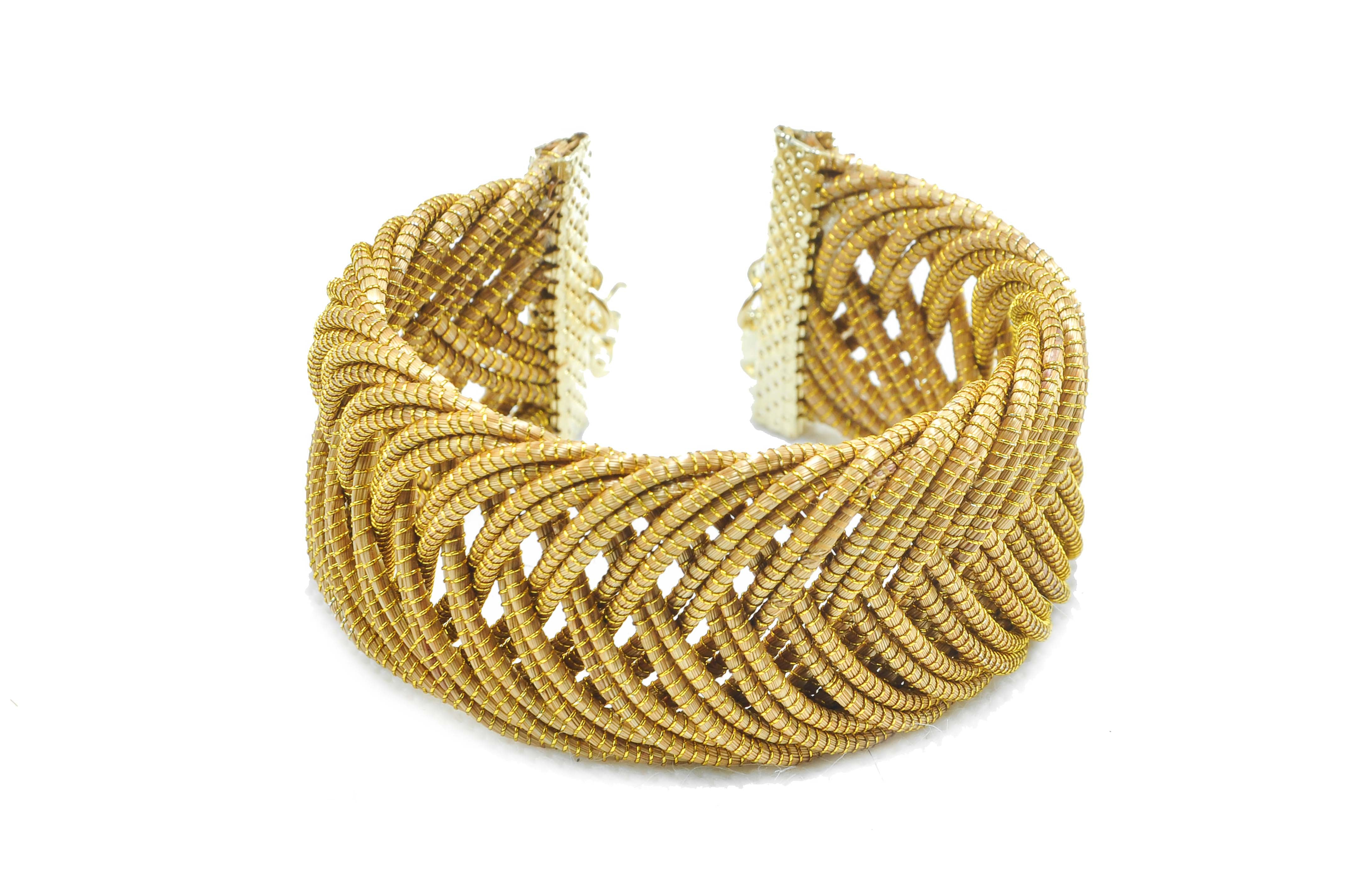 Essencia Bracelet Cuff - Golden Grass Design