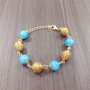 Golden Energy Bracelet — Handwoven Golden Grass & Genuine Gemstone Beads with 18K Gold Plated Accents