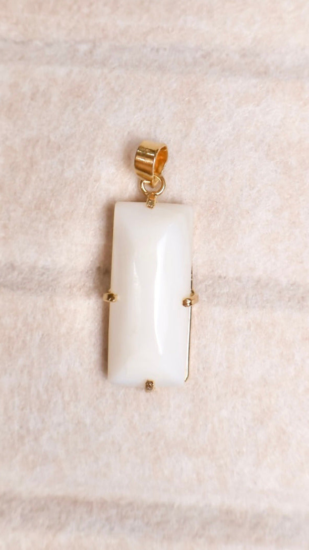 mother of pearl rectangular pendant set in 18k gold plated frame handcrafted by AquaBrasil jewelry