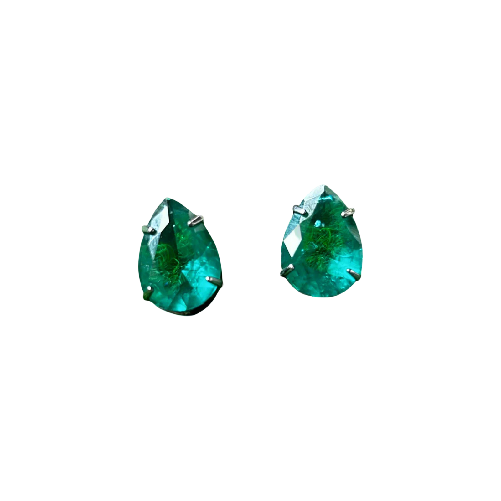 Green Paraiba Tourmaline Earrings with Black Rhodium Plating