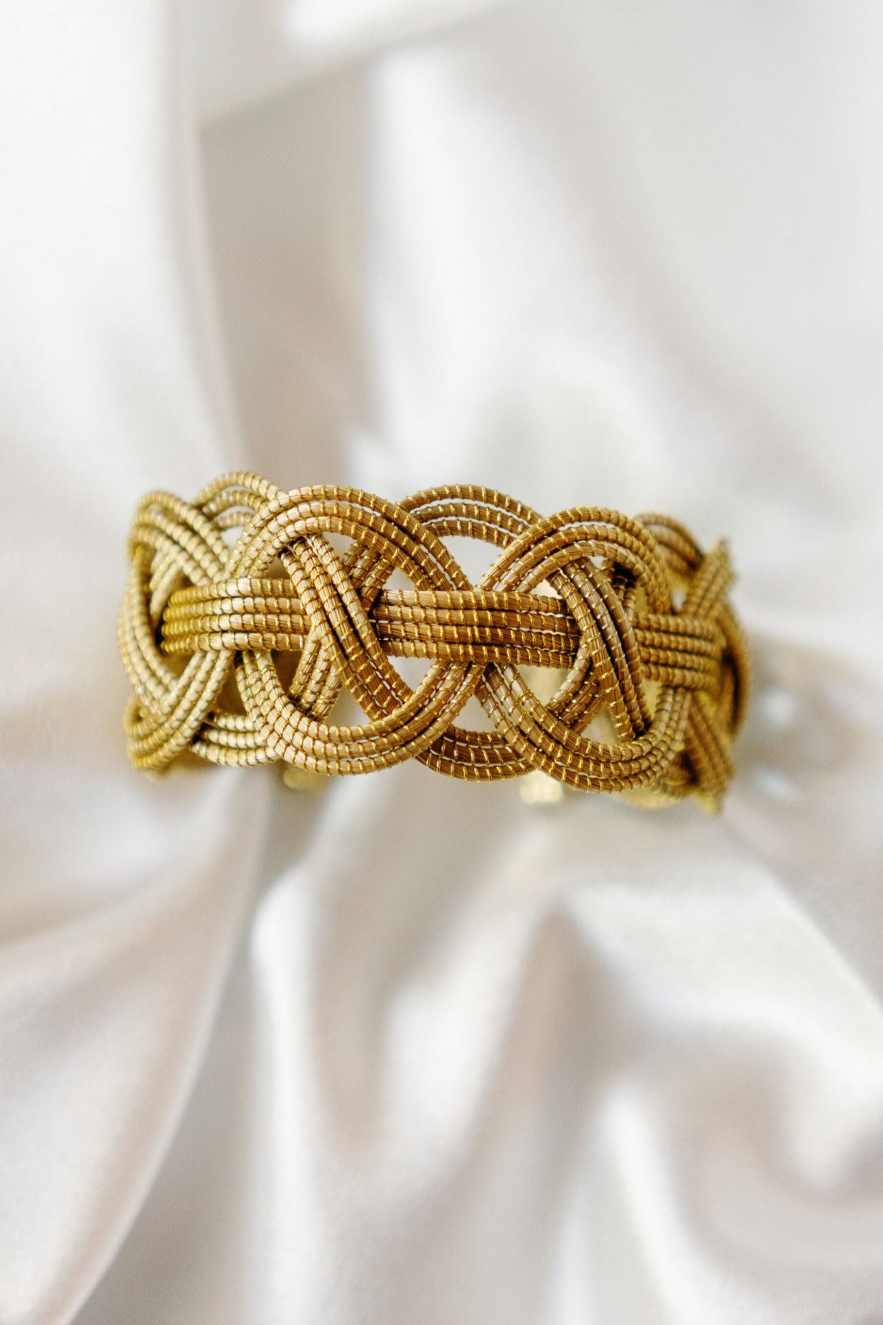 Eterna Golden Grass Cuff Bracelet — Handwoven in Brazil with 18K Gold Plated Accents
