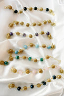 Golden Energy Bracelet — Handwoven Golden Grass & Genuine Gemstone Beads with 18K Gold Plated Accents